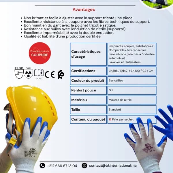 Gants Nitrile Anticoupure de protection 