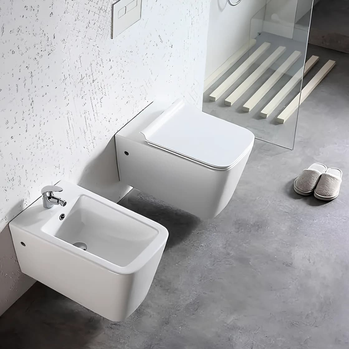 Toilette carre suspendue blanche 