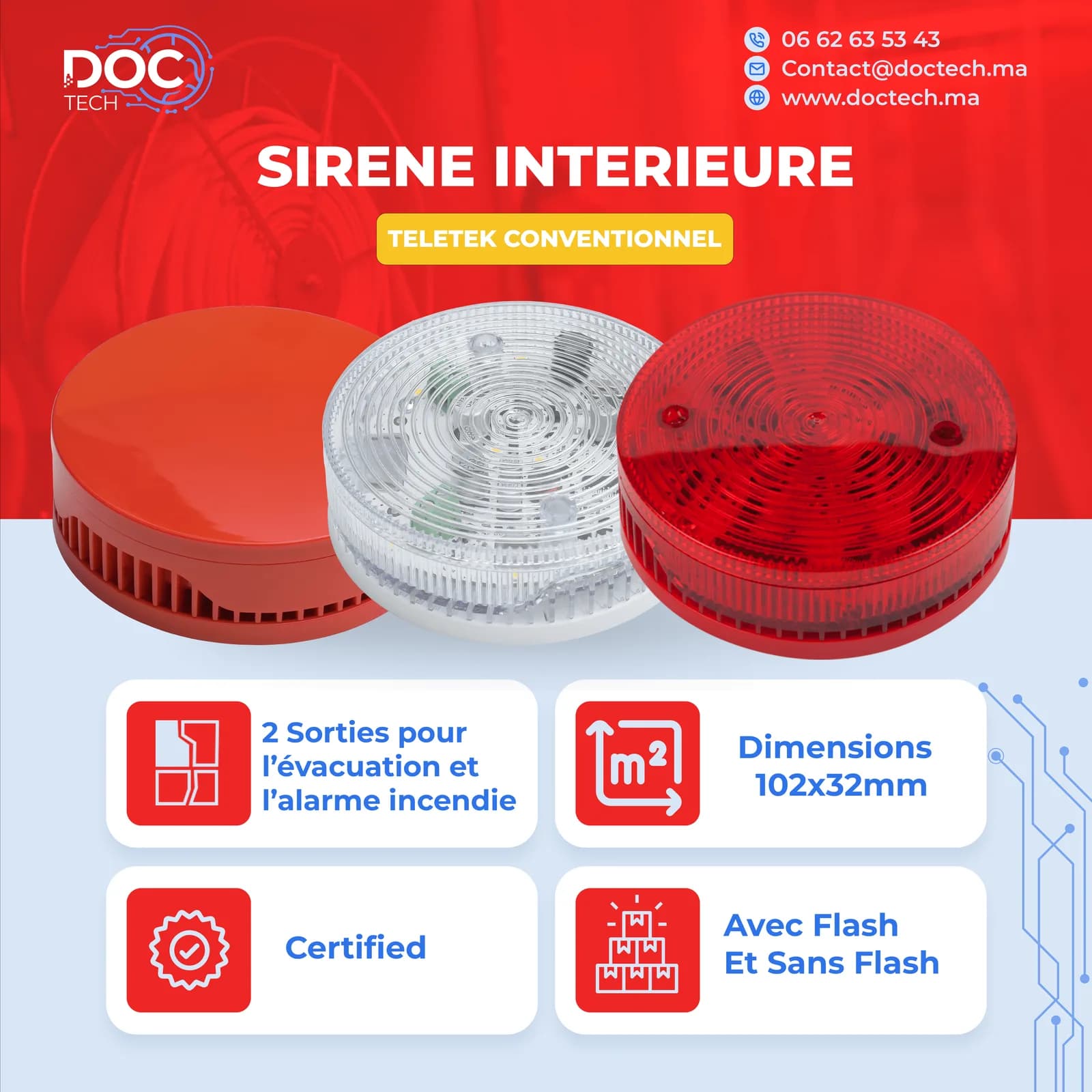 Sirène d’alarme incendie conventionnelle