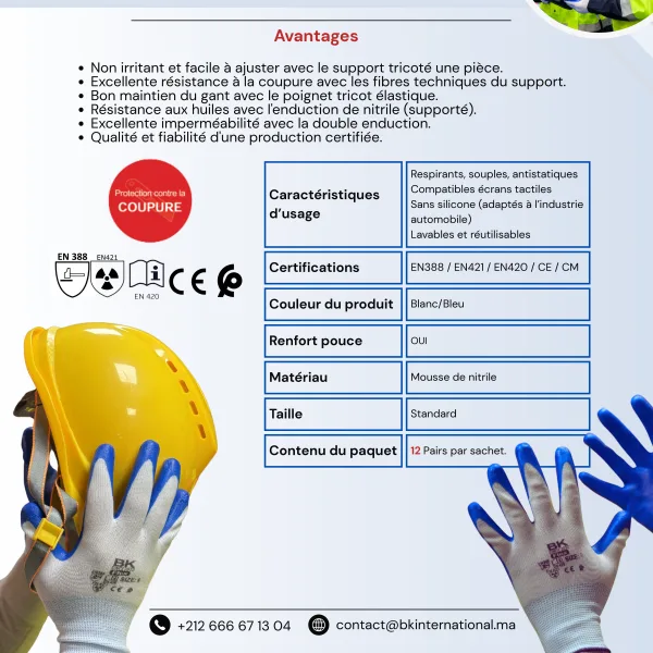 Gants Nitrile Anticoupure de protection 