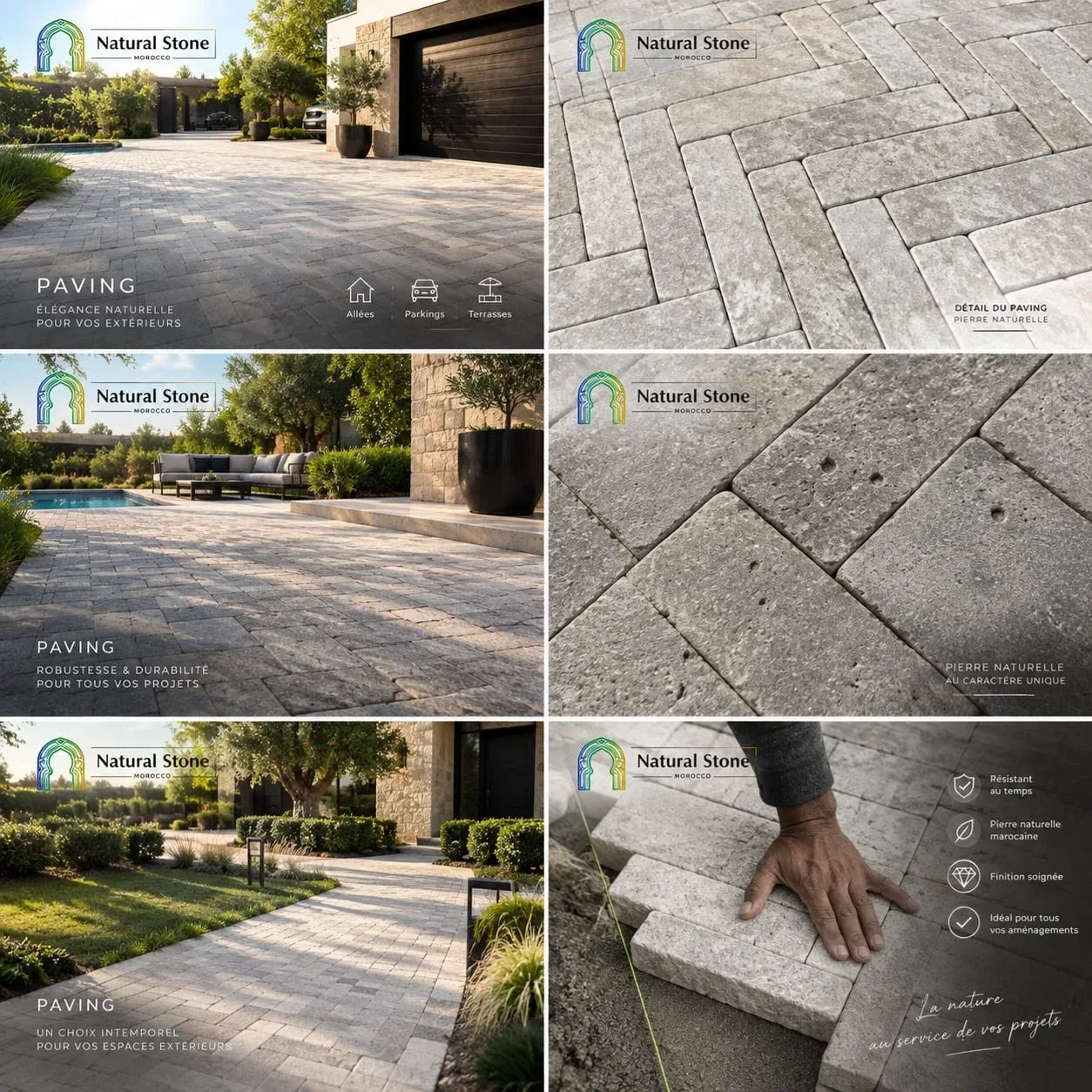 Paving (pavés carrés, cobbles, bâtons..)
