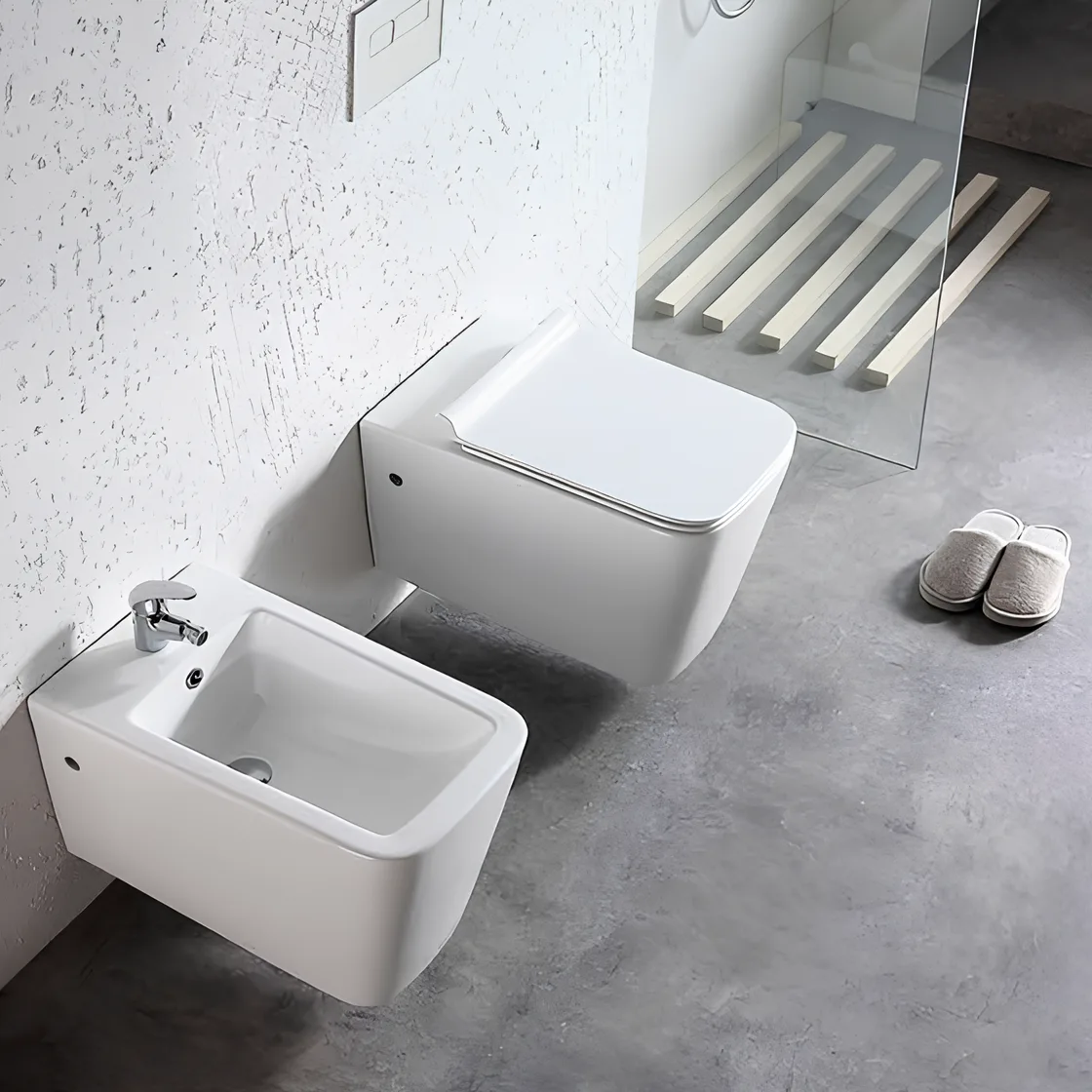 Toilette carre suspendue blanche 